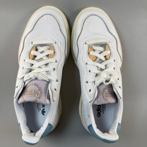 Adidas SC Premiere Women 6 Sneakers White Bone Leather Mesh Low Lace Up Shoes - Picture 6 of 16